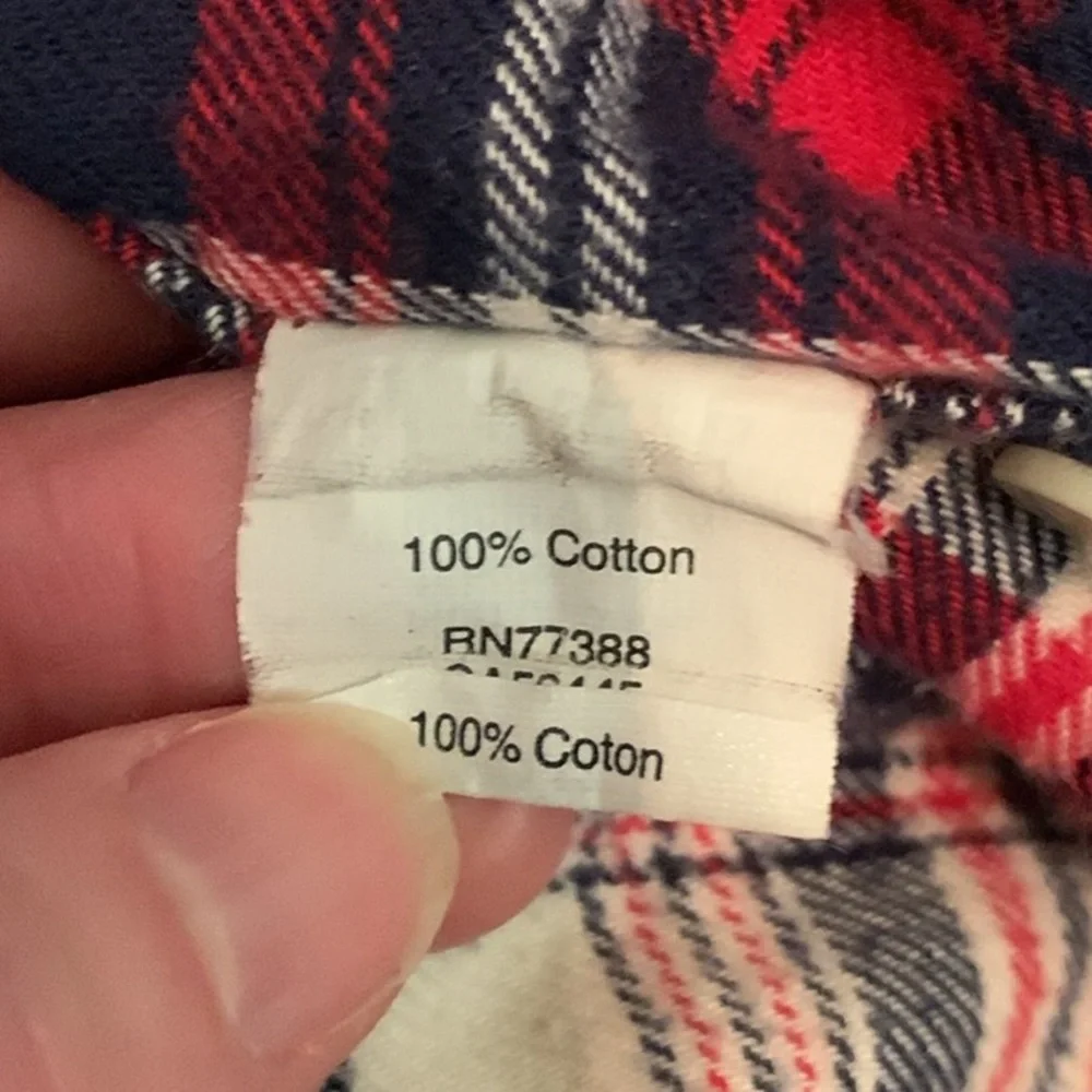J Crew Plaid Flannel Button Down Shirt Men’s Size XL Red White Blue Cotton